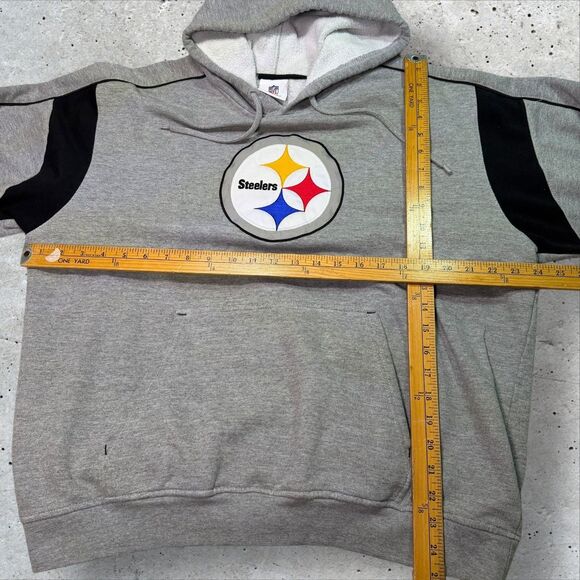 Pittsburgh Steelers NFL Team Apparel Hoodie Gray Black Pullover Men’s L-XL - Picture 10 of 11